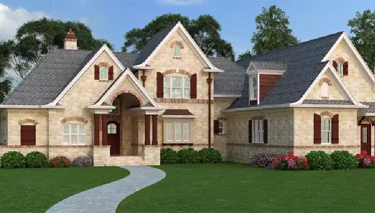 image of side entry garage house plan 5215